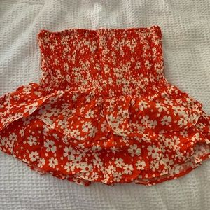 Red floral tube top